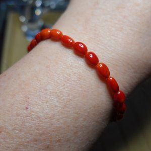 (NWT) Genuine Red Coral Beaded Bracelet